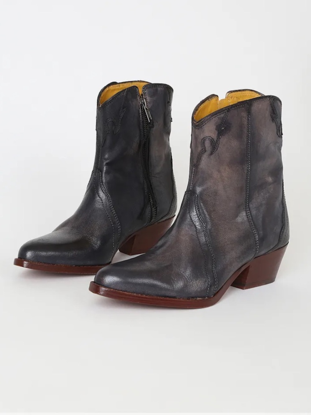 Free People | ‘New Frontier’ western boots leather stacked wood heel booties